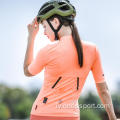 Carvico auduma sieviešu lāzera griešanas riteņbraukšanas īsās piedurknes krekls